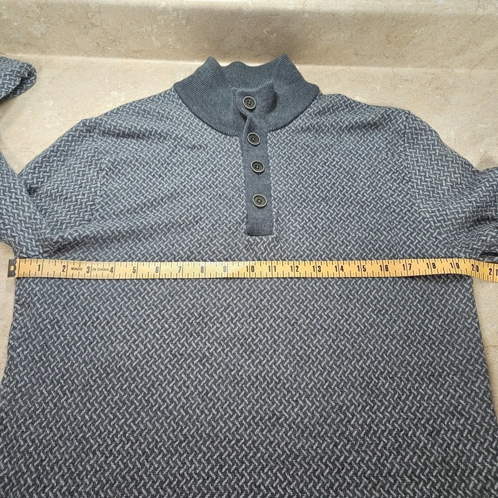 UNTUCKit Sweater Mens M Gray Merino Wool Henley Mock Neck‎ Grandpa Dad Cozycore